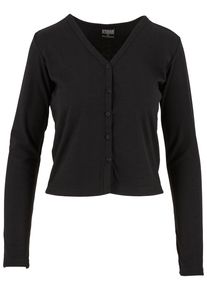 Urban Classics Damen Strickjacke "Urban Classics Ladies Rib Cardigan", schwarz, Gr. L, unifarben, 80% Polyester, 20% Viskose, Strickjacken