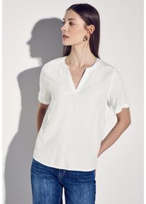 Street One Damen Hemdbluse, weiß, casual, Gr. 46, unifarben, Stoff, 100% Viskose, Blusen, aus softer Viskose