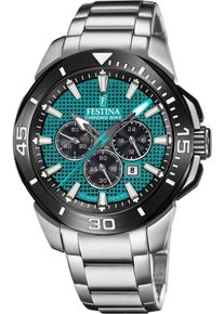 Festina Herren Chronograph "Chrono Bike", silber, Armbanduhren, Armbanduhr, Quarzuhr, Herrenuhr, Stoppfunktion, bis 10 bar wasserdicht