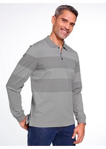 CLASSIC Herren Poloshirt "Langarm-Poloshirt"steingrau, anthrazit, Gr. 44, gemustert, gestreift, 100% Baumwolle, Shirts