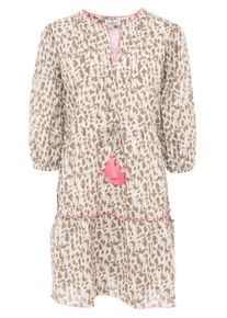 Zwillingsherz Damen Sommerkleid ""Colorful Leopard"", beige, modisch, Gr. M, mehrfarbig, bedruckt, Obermaterial: 100% Baumwolle, Kleider, mit Tasseln