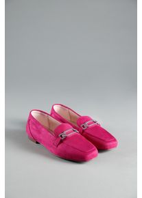 ANISTON SHOES Damen Loafer, Gr. 37, pink, Textil, Veloursleder, elegant, Schuhe, Slipper, Schlupfschuh, Flat, Schmuckspange - NEUE KOLLEKTION