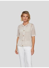 Rabe Damen Strickjacke, beige, casual, Gr. 44, unifarben, Strick, Obermaterial: 64% Polyester, 30% Baumwolle, 6% metallisierte Fasern, Strickjacken,