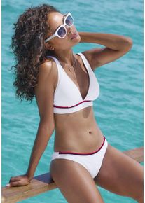 s.Oliver Damen Triangel-Bikini-Top "Junis", weiß, Gr. 36, unifarben, kontrastfarbene Details, Recycling-Polyamid, Bikini-Oberteile, mit geflochtener