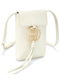 Lascana Damen Umhängetasche "Handytasche", weiß, Lederimitat, unifarben, leicht glänzend, clean, kontrastfarbene Details, Taschen, mit Zierschnalle,