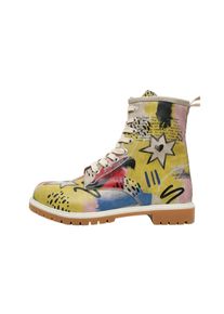 DOGO Damen Schnürboots "Boots The Creation Of The Collage Damen Boots / Female", Gr. 36, beige, Lederimitat, Schuhe, Vegan