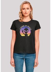 F4NT4STIC Damen T-Shirt "Alien Peace Sunset", schwarz, casual, Gr. L, Obermaterial: 100% Baumwolle, Shirts, Premium Qualität