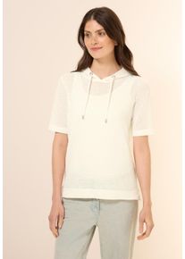 Cecil Damen Kapuzenshirt, weiß, casual, Gr. XL, unifarben, Web, Stoff, 50% Baumwolle, 50% Polyester, Shirts, aus softem Materialmix