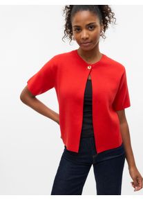 Véro Moda VERO MODA Damen Strickjacke "VMGOLD SS O-NECK ONE BUTTON CARDIGAN", rot, modisch, Gr. M, unifarben, Strick, Obermaterial: 50% Viskose, 28% Polyester,