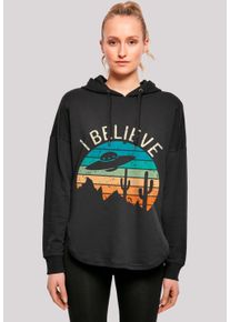 F4NT4STIC Damen Kapuzenpullover "I Believe UFO Alien Sonnenuntergang", schwarz, casual, Gr. S, Obermaterial: 100% Baumwolle, Pullover, Premium