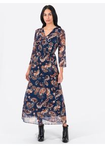 Inspirationen Damen Maxikleid "Kleid", blau, Gr. 36, bedruckt, gemustert, mehrfarbig, 100% Polyester, Kleider