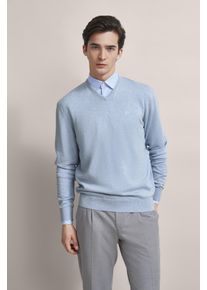 Bugatti Herren Rundhalspullover, blau, casual, Gr. S, Sweatware, 100% Baumwolle, Pullover, mit komfortablem Schnitt