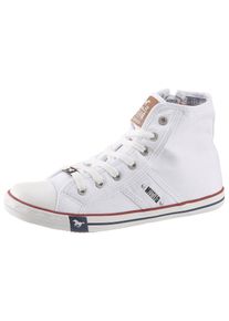 Mustang Shoes Damen Sneaker, Gr. 40, weiß, Textil, Lederimitat, sportlich, Schuhe, High Top-Sneaker, Schnürschuh mit Label in der Laufsohle
