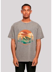 F4NT4STIC Herren T-Shirt "Sonnenuntergang Berglandschaft", grau, casual, Gr. XS, Obermaterial: 100% Baumwolle, Shirts, Premium Qualität