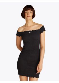 Tommy Jeans Damen Jerseykleid "TJW SMOCK BODYCON DRESS", schwarz, casual, Gr. XS, unifarben, Jersey, Obermaterial: 95% Baumwolle, 5% Elasthan,
