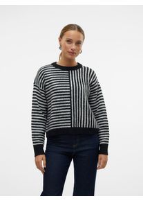 Véro Moda VERO MODA Damen Strickpullover "VMURANUS LS ONECK CROPPED PULLOVER GA BF", schwarz, modisch, Gr. S, meliert, gemustert, Strick, Obermaterial: 74%