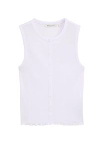 Damen Stricktop, weiß, Gr. XS, Tom Tailor Denim, unifarben, Strick, Obermaterial: 65% Polyester, 35% Viskose, Tops, mit Knopfleiste und in