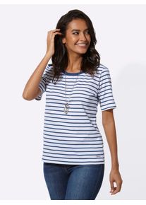 Casual Looks Damen T-Shirt "Ringelshirt", blau, Gr. 38, gemustert, mehrfarbig, gestreift, 100% Baumwolle, Shirts
