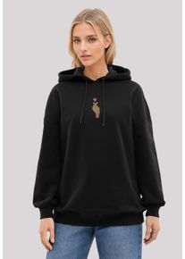 F4NT4STIC Damen Kapuzenpullover "Finger Herz bestickt", schwarz, casual, Gr. M, Obermaterial: 80% Baumwolle, 20% Polyester, Pullover, bestickt,