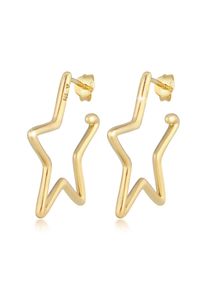 Elli Damen Paar Ohrstecker "Creolen Stecker Stern Astro Filigran 925 Silber", OneSize, ohne Stein, Silber 925 (Sterlingsilber), gold, Silber 925