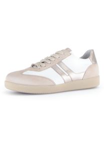 Gabor Damen Plateausneaker, Gr. 38, beige, Ziegenveloursleder, Glattleder, kontrastfarbene Details, sportlich, Schuhe, Freizeitschuh, Halbschuh,
