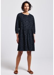 Street One Damen Tunikakleid, blau, casual, Gr. 46, unifarben, Web, Stoff, Obermaterial: 100% Baumwolle; Unterkleid: 100% Modal, Kleider, mit
