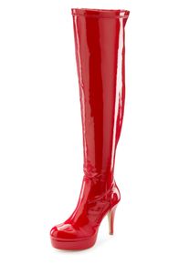 Damen Overkneestiefel "High-Heel-Stiefelette mit Plateau", LASCANA Belle Affaire, Gr. 40, rot, Obermaterial: 100% Lederimitat. Futter: 100%