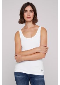 SOCCX Damen Tanktop, weiß, casual, Gr. XXXL, bedruckt, Material: 95% Baumwolle, 5% Elasthan, Tops, mit Elasthan-Anteil