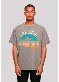 F4NT4STIC Herren T-Shirt "I Believe UFO Alien Sonnenuntergang", grau, casual, Gr. L, Obermaterial: 100% Baumwolle, Shirts, Premium Qualität