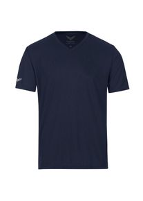 TRIGEMA Damen T-Shirt "TRIGEMA V-Shirt COOLMAX", blau, sportlich, Gr. L, 100% Polyester (recycelt), Shirts