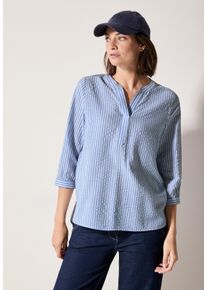 Cecil Damen Klassische Bluse, blau, casual, Gr. XL, gestreift, Web, Obermaterial: 51% Viskose, 32% Baumwolle, 17% Polyamid, Blusen, mit Streifen