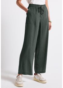 Street One Damen Stoffhose, grün, casual, Gr. 36, unifarben, Web, Obermaterial: 83% Modal, 17% Polyester, Hosen, mit Crinkle-Struktur, Wide Leg