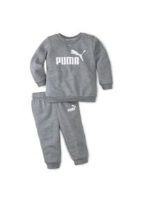 Puma Kinder Trainingsanzug "MINICATS ESS CREW JOGGER FL", grau, sportlich, Gr. 80, bedruckt, Fleece, Obermaterial: 68% Baumwolle, 32% Polyester,