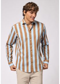 Roy Robson Herren Langarmhemd "Im Slim Fit", braun, casual, Gr. XL, gestreift, 44% Baumwolle, 44% Polyester, 12% Polyamid, Hemden