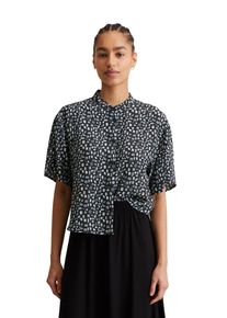 Marc O'Polo Damen Kurzarmbluse "aus LENZING ECOVERO ", grau, Gr. S, MARC O'POLO DENIM, bedruckt, Obermaterial: 100% Viskose, Blusen