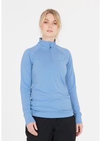 WHISTLER Damen Langarmshirt "Blume", blau, sportlich, Gr. 38, unifarben, 92% Polyester, 8% Elasthan, Shirts, mit Reißverschluss und Stehkragen