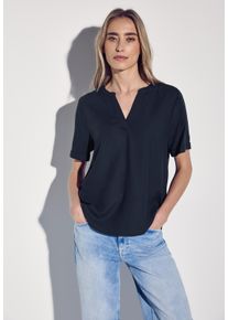 Street One Damen Shirtbluse, blau, casual, Gr. 42, unifarben, Stoff, 100% Viskose, Blusen, aus softer Viskose