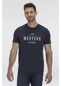 Mustang Herren T-Shirt "Style Alex C Print", blau, casual, Gr. S, Jersey, Obermaterial: 100% Baumwolle, Shirts