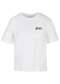 MISS TEE Herren T-Shirt "Miss Tee Damen Girls Peace Hand Tee", weiß, casual, Gr. XL, bedruckt, 100% Baumwolle, Shirts