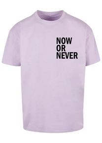 Merchcode Herren T-Shirt "Merchcode Herren Now Or Never Heavy Oversize Tee", lila, casual, Gr. M, bedruckt, 100% Baumwolle, Shirts