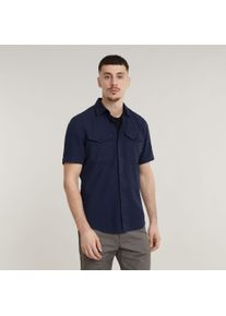 G-Star Raw G-STAR Herren Kurzarmhemd "Marine Slim Shirt", blau, casual, Gr. XXL, Web, Obermaterial: 100% Baumwolle, Hemden, mit aufgesetzten Taschen