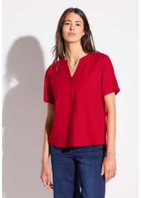 Street One Damen Hemdbluse, rot, casual, Gr. 38, unifarben, Stoff, 100% Viskose, Blusen, aus softer Viskose