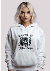 F4NT4STIC Damen Kapuzenpullover "Kätzchen You Gotta Be Kitten Me", weiß, casual, Gr. S, Obermaterial: 65% Baumwolle, 35% Polyester, Pullover, Premium
