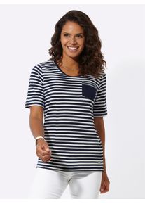 Casual Looks Damen Kurzarmshirt "Shirt", blau, Gr. 40, gemustert, gestreift, 100% Baumwolle, Shirts