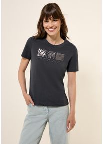 Cecil Damen T-Shirtvolcanic grau, casual, Gr. L, bedruckt, Web, 100% Baumwolle , Shirts, aus reiner Baumwolle