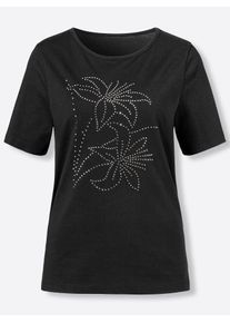 Classic Basics Damen Kurzarmshirt "Shirt", schwarz, Gr. 52, unifarben, geblümt, 100% Baumwolle, Shirts