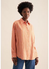 Seidensticker Damen Longbluse "Schwarze Rose", orange, Gr. 38, gestreift, 100% Leinen, Blusen, Langarm Kragen Streifen