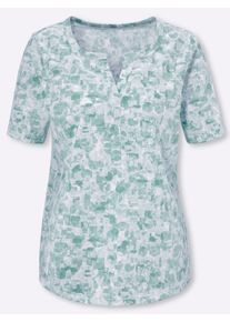 Classic Basics Damen Kurzarmshirt "Shirt", grün, Gr. 42, gemustert, mehrfarbig, 100% Baumwolle, Shirts