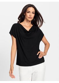 Heine Damen Wasserfallshirt "Wasserfallshirt", schwarz, Gr. 42, unifarben, 95% Viskose, 5% Elasthan, Shirts