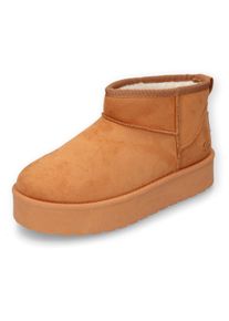 Damen Winterboots, Dockers by Gerli, Gr. 42, braun, Textil, modisch, Schuhe, Plateauboots, Schlupfstiefel mit kuscheligem Warmfutter